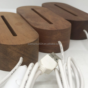 Creativo fai da te 3D ha condotto <span class=keywords><strong>la</strong></span> luce notturna con bacheca cancellabile Base ovale in legno lampada in cristallo acrilico per <span class=keywords><strong>la</strong></span> decorazione della casa camera da letto - Product Image 3