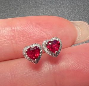 Pendientes de Oro de 18K con Diamantes y Rubíes en Forma de Corazón, Clásicos para Bodas, Aniversarios, Regalos para Niños, Compromisos, de Xinfly - Product Image 4