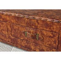 Table basse en cuir rétro américaine à double tiroir, bar à whisky et cigares pour hôtel, mobilier personnalisé pour la maison