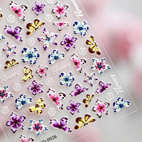 Autocollants pour ongles en forme de papillon et de fleurs en relief 5D, autocollants pour ongles floraux colorés, décorations pour ongles, vente en gros pour la manucure
