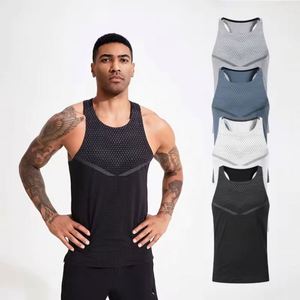 Custom Logo Plus Size Men's Casual Knitted Spandex/Cotton Crew Neck <b>Running</b> <b>Singlet</b> Quick Dry Breathable Tank Top Fitness - Product Image 1