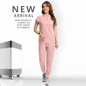 ชุดเครื่องแบบทางการแพทย์สำหรับผู้หญิงชุดพยาบาลคลินิกทันตกรรมโรงพยาบาลร้านขายยาชุดทำงานชุดแพทย์เอวสูงมีกระเป๋า - Product Image 2