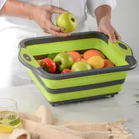 2 piezas 1 Set de grado de alimentos de cocina plegable colador plegable cocina vegetal de la fruta de filtros coladores conjunto