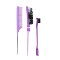 Ensemble de peignes à bords, mini peigne à queue de rat double face, brosse de contrôle des bords 3 en 1, brosse imperméable pour barbe et cheveux pour hommes Masterlee