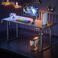 Bureau de jeu PC en métal noir de qualité supérieure, réglable en hauteur, à double moteur, avec éclairage d'ambiance, pour la maison (vente en gros)
