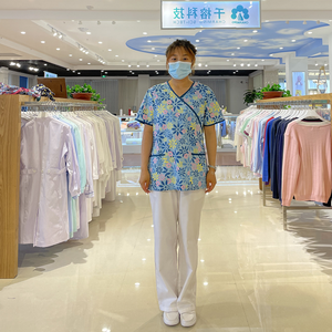 Uniforme médical d'hôpital classique à col en V respirant en tissu tissé unisexe pour les médecins personnalisé - Product Image 2