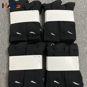 Hans Sports Crew <b>Socks</b> Knitted Summer Cuff Logo 6 Pairs <b>Black</b> Anti Slip Training Running Basketball - Product Image 1