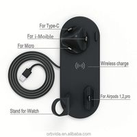 Station de charge rapide 6-en-1 15W pour smartphone et téléphone portable avec chargeur sans fil
