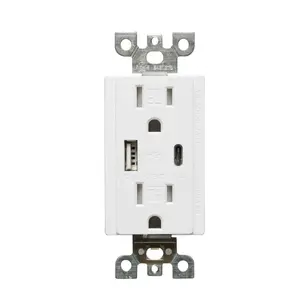 Duplex Tamper Proof Wall Socket Power Station With USB Outlet For Charger