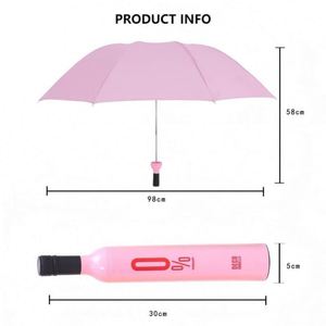 Parapluie personnalisé en forme de bouteille de vin avec logo, coupe-vent et anti-UV - Product Image 5