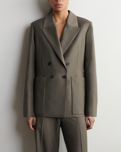 Elegant Taupe Double Breasted women's blazer, Tailored Slim Fit <b>Office</b> Business Jacket, Versatile Classic Suit Coat - Product Image 6