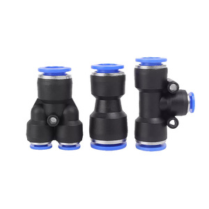 Yixing <b>Quick</b> Connect Tee Fittings PBT Plastic Blue Series Air Hose <b>Connector</b> Reducing Diameter Pneumatic Accessories - Product Image 1