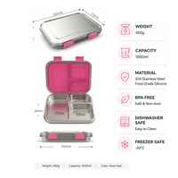 Boîte à lunch réutilisable en acier inoxydable de haute qualité, écologique, étanche, compatible lave-vaisselle, parfaite pour l'école, le bureau et les activités de plein air