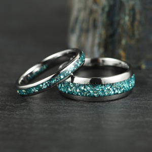 Gentdes Đồ Trang Sức 8Mm Bạc <span class=keywords><strong>Tungsten</strong></span> Nhẫn Cho Phụ Nữ Người Đàn Ông Cưới Ban Nhạc Với Thủy Tinh Inlay Thiết Kế Cho Engagement Món Quà Bên - Product Image 5