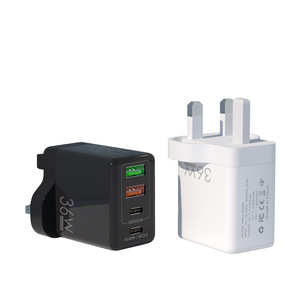 Type C ที่ชาร์จแบบเร็ว PD 36W + QC3.0 USB C ที่ชาร์จแบบเร็ว4พอร์ต UK EU US plug ที่ชาร์จติดผนัง - Product Image 1