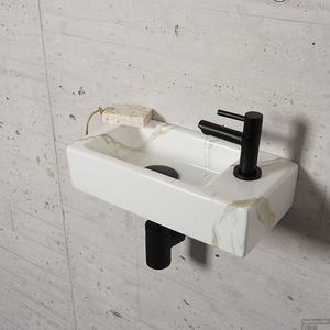 Space Saver Rectangle Marbre Céramique <span class=keywords><strong>Lave</strong></span>-secteur Salle De Bains de lavage Bassin Petit Support Mural Accrocher Évier - Product Image 6