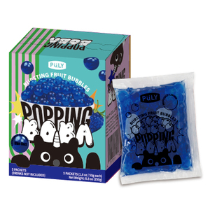 Premium Taste Ready To Eat Refreshing Bursting Blueberry <b>Bubbles</b> Popping Juice Balls <b>Boba</b> Supplies 50gx5PK For Home DIY Drinks - Product Image 2