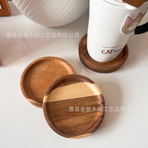 Sous-verres ronds en bois d'acacia pour la maison, isolation thermique pour le thé et le café, style japonais - Product Image 5