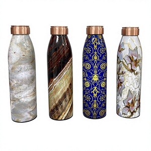 <b>Copper</b> Designer Water <b>Bottle</b> with Lacquer Coating Leak Proof 1000ml Pure <b>Copper</b> <b>Drinking</b> <b>Bottle</b> for Ayurveda Yoga Daily - Product Image 3