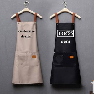 Tablier de travail en coton personnalisé, imperméable et résistant à l'huile, avec nouvel imprimé publicitaire tendance pour la maison et l'alimentation - Product Image 1