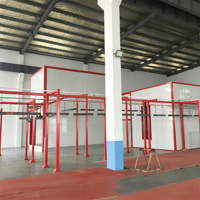 Peralatan Penyemprotan Otomatis Penuh Terkendali PLC untuk Lini Pelapisan Bubuk dengan Oven Pengeringan Elektrostatik dan Bilik Semprot untuk Kabin
