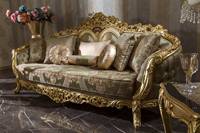 Ensemble de canapés de style luxueux 100% sculpté à la main avec feuille d'or Laque antique Canapé de salon personnalisé