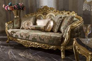 Bộ <span class=keywords><strong>Sofa</strong></span> Phong Cách Sang Trọng Ghế <span class=keywords><strong>Sofa</strong></span> Phòng Khách Theo Yêu Cầu Cổ Bằng Lá Vàng Khắc Tay 100% - Product Image 5