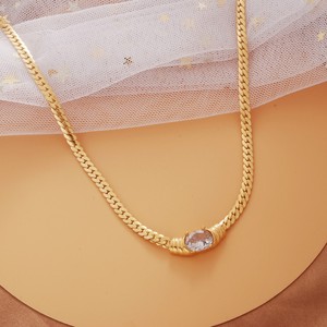 Collar de Cadena Cubana con Colgante de Circonita Moderno Chapado en Oro de 18K, Joyería de Acero Inoxidable para Mujer - Product Image 3