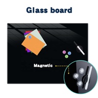 Tableau blanc magnétique noir à trous croisés en verre et tableau blanc effaçable à sec