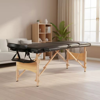 Table de massage pliante portable en bois réglable avec revêtement en cuir synthétique moderne pour massages – Offre spéciale