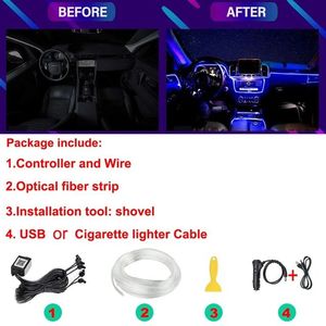 Fil néon LED RGB 6M pour l'ambiance intérieure de la <span class=keywords><strong>voiture</strong></span> <span class=keywords><strong>avec</strong></span> contrôle par application téléphonique, lampe LED ambiante à installer à l'intérieur de la <span class=keywords><strong>voiture</strong></span>, puissance 5W, état neuf - Product Image 4