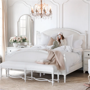 עיצוב עכשווי מודרני עץ מיטת קיר צרפתית כפרי בסגנון הבליה גימור לבן המלכה המלכה קינג רהיטי חדר שינה - Product Image 4