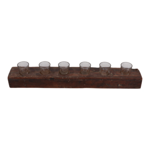 Portacandele in legno di recupero con 6 bicchieri in vetro per decorazioni per la casa, centrotavola, espositore da scaffale - Product Image 4