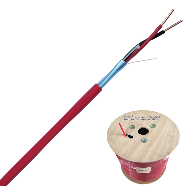 Fire Alarm Cable 2HR Rated Shielded Heat Resistant PVC 2 Cores 2C 1.5mm CE Certified