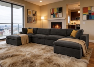 Modular <b>Sectional</b> <b>Sofa</b>, Cloud <b>Sofa</b>, <b>Oversized</b> U-Shaped <b>Sectional</b>, High-Density Foam Couch, Deep Seat <b>Sofa</b> - Product Image 4