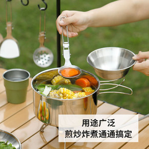 Ensemble de couverts pliants d'extérieur en acier inoxydable 304, kit portable de camping avec cuillère, fourchette, couteau et baguettes, style simple - Product Image 5