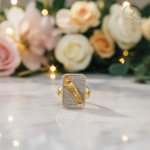 Bague de cocktail pour homme en or 18 carats avec diamants rectangulaires sertis pavé – Bijou de luxe pour mariage et soirée - Product Image 2