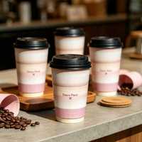 Gobelet à café ou thé jetable à double paroi, imprimé sur mesure, écologique, biodégradable, recyclable, 8 oz, avec revêtement en PE, papier kraft
