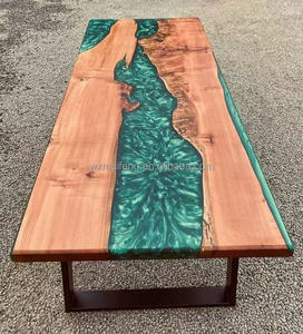 Ultima pietra <span class=keywords><strong>in</strong></span> legno di noce massello caffè colore <span class=keywords><strong>bianco</strong></span> isola Bar ristorante <span class=keywords><strong>resina</strong></span> epossidica fiume cucina sala da pranzo <span class=keywords><strong>tavolo</strong></span> - Product Image 3