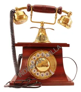 手作り固定電話卸売価格真鍮ヴィンテージスタイルロータリーダイヤル固定電話家の装飾アクセサリーサプライヤー