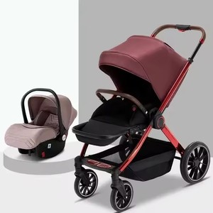 Landau de luxe léger 3 en 1 pour bébé Nouveau design de poussette pliable en lin - Product Image 1