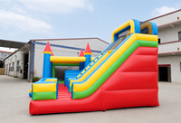 Château Gonflable Coloré avec Double Toboggan, Structure Gonflable Commerciale pour Parc d'Attractions et Carnaval en Plein Air
