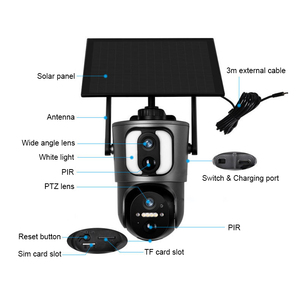 Chafon 360 độ kép Lens Dome CCTV năng lượng mặt trời Máy ảnh màn hình kép với Dual PIR phát hiện con người 4 gam Sim lưu trữ thẻ cho sử dụng ngoài trời - Product Image 4