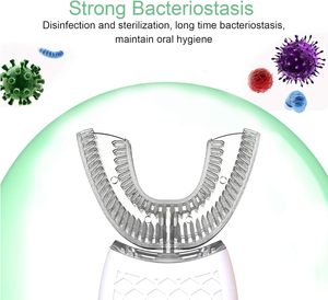 แปรงสีฟันไฟฟ้าอัจฉริยะแบบโซนิค รูปตัวยู 4 โหมด ชาร์จผ่าน USB พร้อมแสงสีฟ้าสำหรับฟอกสีฟัน ขนแปรงแข็ง สำหรับใช้ในบ้าน ขายส่ง - Product Image 2