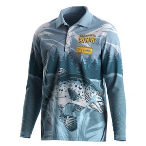 Camiseta Polo para Exteriores con Protección Solar, Diseño de Peces, Antiarrugas, Secado Rápido, Tela UPF50+, Ideal para un Look Elegante - Product Image 1