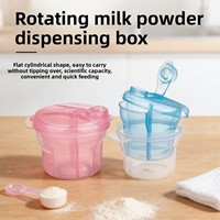 Distributeur de formule rotatif portable à 3 compartiments, moulé par injection, sans BPA, en PP de qualité alimentaire scellé, conteneur à collation multicolore