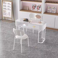 Table de Manucure en Verre Trempé Luxe Léger, Vente Directe Usine, Mobilier de Salon Économique avec Fonction de Rangement pour Salon de Manucure