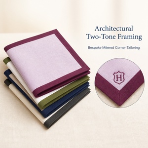 Serviettes et sets de table carrés en lin, double épaisseur, bordure enveloppée en coton/lin/ toile, pour mariages et dîners. - Product Image 6