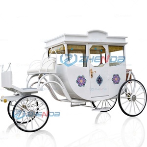 Luxury Royal Crown Horse Drawn Carriage Black Golden Wedding Horse Cart For Ceremony - Product Image 3