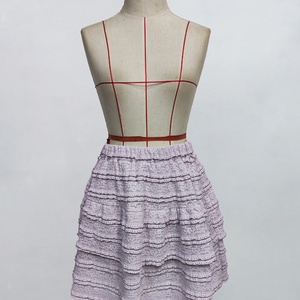 Wholesale Custom OEM/ODM Solid Color Textured Fabric <b>Ruffle</b> Hem <b>Skirt</b> Y2K Outfit <b>Mini</b> Short <b>Skirt</b> - Product Image 4